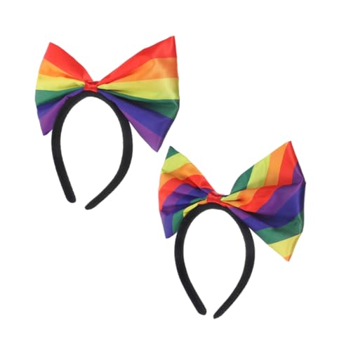 VERDANVERSE 2stücke Regenbogen Stirnbänder Mit Schleifen Für Damen Bunte Haar-accessoires Mit Gestreiftem Design Leichte Party-kopfschmuck-dekoration Für Mädchen Und Erwachsene von VERDANVERSE