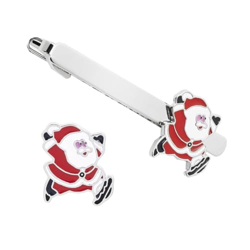 VERDANVERSE 2 Stück Teiliges Niedliche Weihnachtsmann Krawattenklammern Modische Party Kostüm Accessoires Stilvolle Metallklammern für Herrenanzüge Praktische Clip Design für Festliche Anlässe von VERDANVERSE