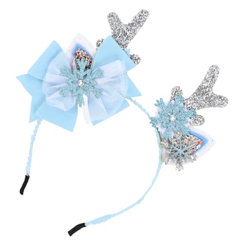 VERDANVERSE 2 Stück Teiliges Rentiergeweih Haarreif mit Schleifen Haarschmuck für Weihnachtskostüm Festlicher Kopfschmuck Blau Komfortabel Sicher von VERDANVERSE
