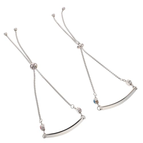 VERDANVERSE 2stücke Paararmbänder Aus Edelstahl Mit Dekorativem Armreif Und Strass-charms Für Damen Und Herren Verstellbares Design Mit Diy-gravuren Für Individuelle Momente von VERDANVERSE