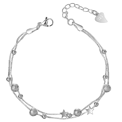 VERDANVERSE 2 Stück Verstellbare Teilige Damen Fußkettchen mit Sternenmotiv Doppellagige Knöchel und Armbänder Schmuckstücke für Teenager Mädchen Langlebig und Komfortabel Passend für Viele von VERDANVERSE