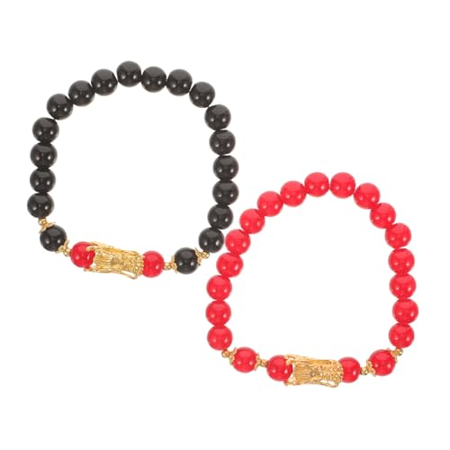 VERDANVERSE 2 Stück Verstellbares Chinesisches Drachen-armband Perlen Vintage-stil Unisex Schmuck für Alltag und Besondere Anlässe Modisch und Vielseitig Kombinierbar von VERDANVERSE