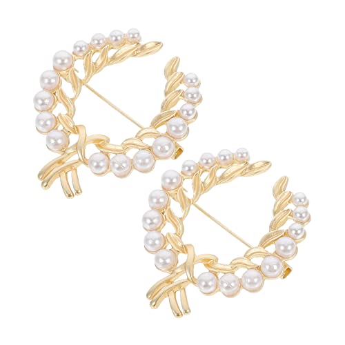 VERDANVERSE Retro Perle Brosche 2 Stücke Stilvolle Corsage Für Damen Vintage Brustnadel Aus Legierung Dekoratives Kleidungszubehör Für Pullover Und Schals von VERDANVERSE