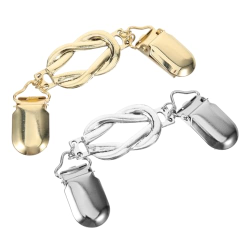 VERDANVERSE 2 Stück Vintage Cardigan Clips Praktische und Klammern für Damen als Halsclip oder Schalverschluss Robustem Legierungs Material Antik Silber und Gold von VERDANVERSE