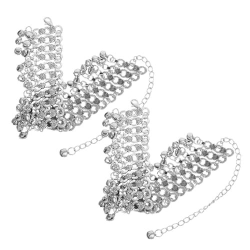 VERDANVERSE 2 Stück Vintage Fußkettchen mit Glocken Mehrlagiges Verstellbares Fußkettchen mit Quasten für Tanz Strandurlaub und Alltag von VERDANVERSE