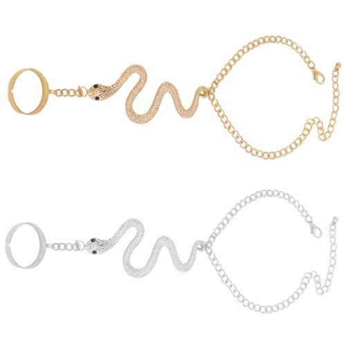 VERDANVERSE 2 Stück Vintage Snake Ring Armband Teilig aus Leichtem Legierungs Handkette mit Glatter Oberfläche Modisches Schmuck Accessoire für Damen als für Freundinnen und Familie von VERDANVERSE