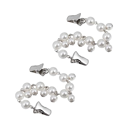 VERDANVERSE 2 Stück Vintage Strickjacken Clips Teilig mit Perlen Schmuck Stilvolle Zarte Schalverschlüsse für Damen Praktische Abnehmbare Cardigan Clips Weiß Pullover Dekoration von VERDANVERSE