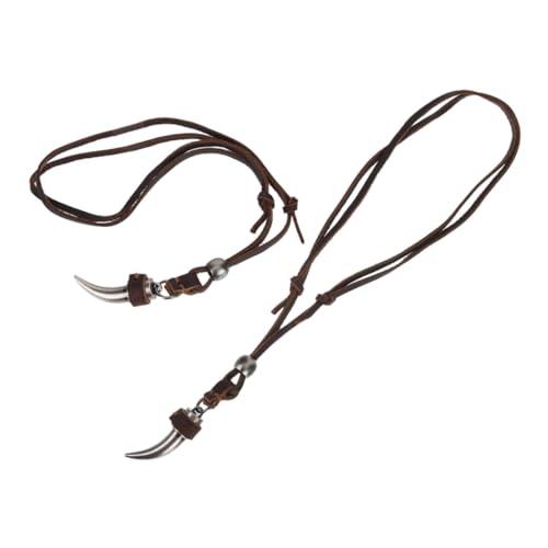 VERDANVERSE 2 Stück Wolfzahn Halskette mit Verstellbarer Lederkordel für Herren und Damen Authentisches Wikinger Tribal Design Verstellbare Modischer Anhänger für Norse Mythology Fans von VERDANVERSE