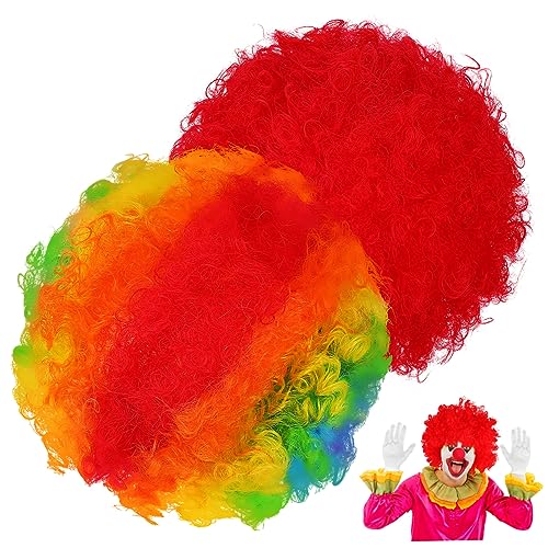 VERDANVERSE 2stücke Clown Lockige Perücken Bunte Perücken Für Erwachsene Frauen Kleid up Halloween Kostüm von VERDANVERSE