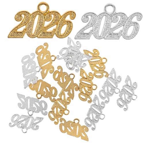 VERDANVERSE 20 Stück Jahreszahl Charm aus Robustem Zinklegierung Anhänger für Abschluss Quaste DIY Schmuckherstellung Armband Halskette Dekoration von VERDANVERSE