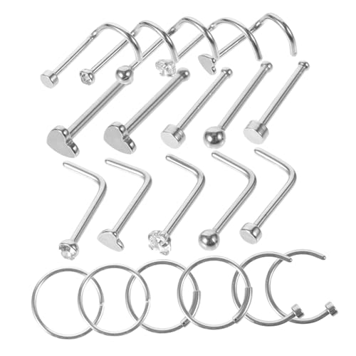 VERDANVERSE 21 Stck Teiliges Set Nasenringen Stilvolles Nasenpiercing Schmuckset für Damen Silberfarben Geeignet für Jeden Dekorativ und von VERDANVERSE