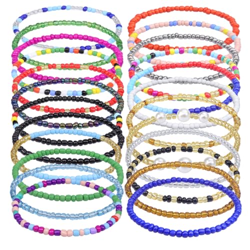 VERDANVERSE 24 Stück Boho Fußkettchen für Damen Verstellbare Perlen Fußkette im Sommer Stil Bunte Strand Schmuck für Frauen und Mädchen für Partys und Festivals von VERDANVERSE