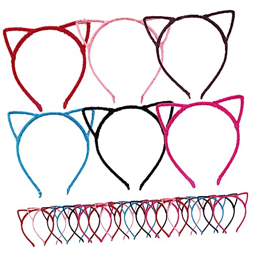VERDANVERSE 24 Stück Teiliges Katzenohren Haarreif Plüsch Stirnbänder für Partys Festivals und Mottopartys Blau Schwarz Rot für Mädchen und Frauen von VERDANVERSE