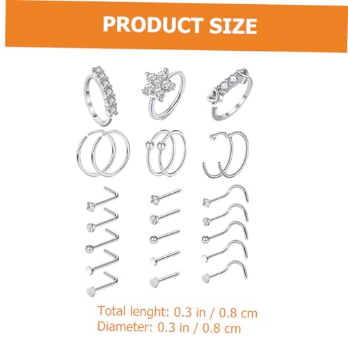 VERDANVERSE 24 Stück Teiliges Nasenstecker aus Edelstahl mit Zirkonia Hautfreundlich Rostbeständig Modischer Nasenring Schmuck für Damen und Herren Geeignet als Piercing und von VERDANVERSE