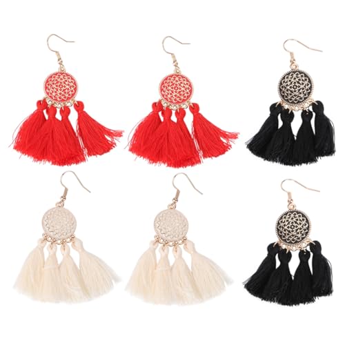 VERDANVERSE 3 Paare Boho Quasten Ohrringe Damen Ohrhänger Leicht Elegant Für Alltag und Urlaub Strand Schmuck Geschenk von VERDANVERSE