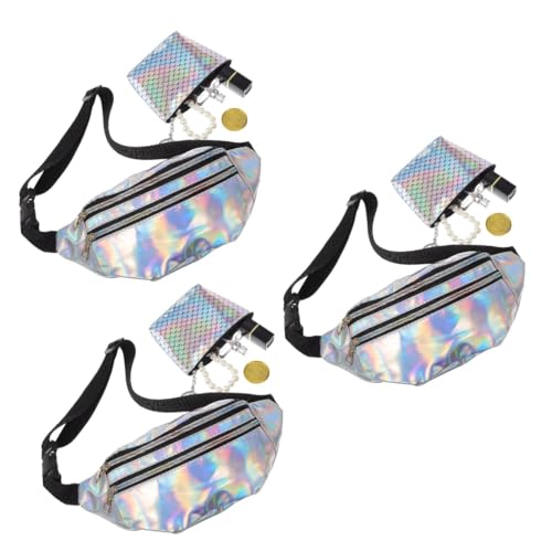 VERDANVERSE 3 Sätze Verstellbare Damen Bauchtasche mit Teiligem Fischschuppen Münzbeutel Reißfest Modisch für Outdoor Sport Festival Joggen und Reisen von VERDANVERSE