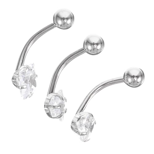 VERDANVERSE 3 Stück Bauchnabelringe aus Edelstahl mit Zirkonia Schmuck Runde Quadratische und Stern Anhänger Langlebig und Modisch für Frauen Körperschmuck Geeignet für Party und Alltag von VERDANVERSE