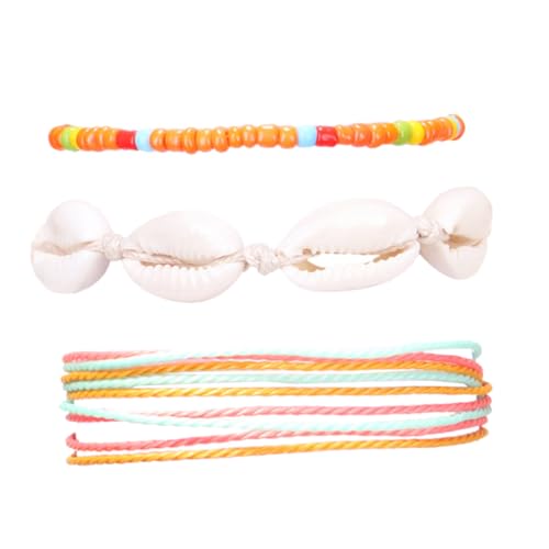 VERDANVERSE 3 Stück Boho Fußkettchen Teilig Orange Kreative Perlen Fußkette Gewachstem Faden Modischer Knöchelschmuck für Damen Langlebig und Komfortabel für Sommer und Festivals von VERDANVERSE
