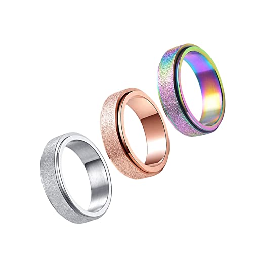 VERDANVERSE 3 Stück Drehbare Edelstahlringe Bunte Stylische Unisex Fingerschmuck Rostfrei Modisch für Herren und Damen Robustes Material Geschenkidee für Freunde von VERDANVERSE