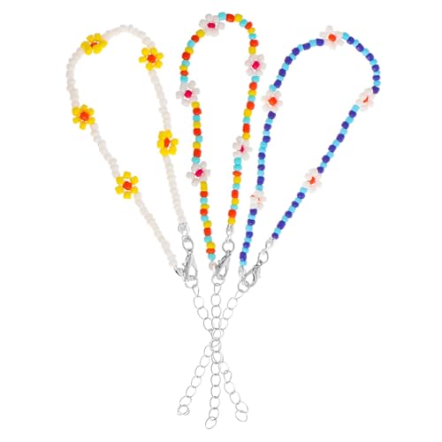 VERDANVERSE 3 Stück Handgewebte Boho Fußkettchen mit Bunten Reiskornperlen und Niedlichen Sommerliche Strand Fußkette Schmuck für Damen Farbenfrohe Lebendige Accessoires von VERDANVERSE