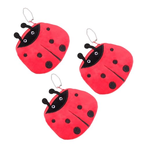 VERDANVERSE 3 Stück Plüsch Marienkäfer Münzgeldbörse Kleine Geldbörse mit Reißverschluss Weiches Material Leicht und Robust für Mädchen Alltag Schule und Shopping von VERDANVERSE