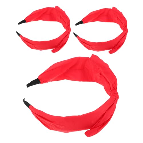 VERDANVERSE 3 Stück Rote Knotige Schleifen-stirnbänder mit Hasenohren Weiches Stoffhaarband Elastisch Rutschfest Modisches Haar-accessoire für Frauen und Mädchen Angenehm für Alltag und von VERDANVERSE
