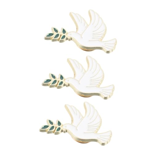 VERDANVERSE 3 Stück Taubenbroschen aus Robustem Metall Friedenssymbol mit Olivenzweig Modische Tier Anstecker für Kleidung Rucksäcke und Accessoires Unisex Animal Brooch Pin von VERDANVERSE