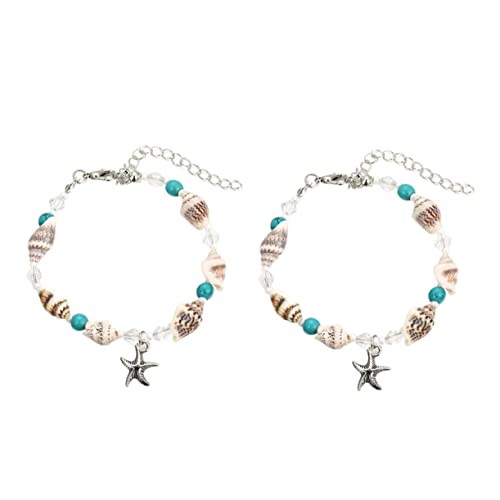 VERDANVERSE 3 Stück Teiliges Fußkettchen Damen Muscheln Perlen Schmuck Elegantes Hawaii Shell Armband Zierliche Knöchel Kette Modischer Handschmuck für Mädchen und Frauen Vielseitig für von VERDANVERSE
