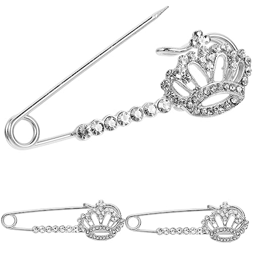 VERDANVERSE 3 Stück Teiliges Silberfarbene Broschen mit Strass Sicherheitsnadeln als Schicke Strickjacken und Schal Anstecker für Damen Kleidungs Accessoires für Feierlichkeiten und Alltag von VERDANVERSE
