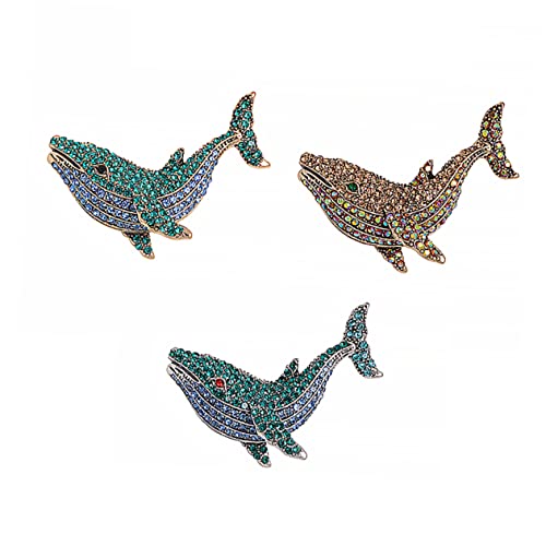 VERDANVERSE 3 Stück Wal Brosche Aus Legierung Mit Strass Kreative Brustnadel Für Damen Und Herren Wal Brosche Für Kleidung Taschen Und Accessoires Verarbeitung Für Geschenke Zu von VERDANVERSE