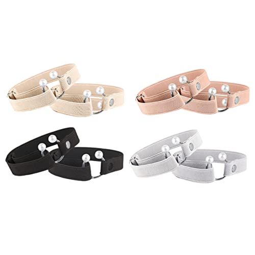 VERDANVERSE 4 Paare Hochhackige Schuhriemen mit Perlenschnalle Abnehmbare Antirutsch Schnürsenkel für Damen Farben Beige Schwarz Elastische Schuhbänder für Perfekten Sitz und Stil von VERDANVERSE