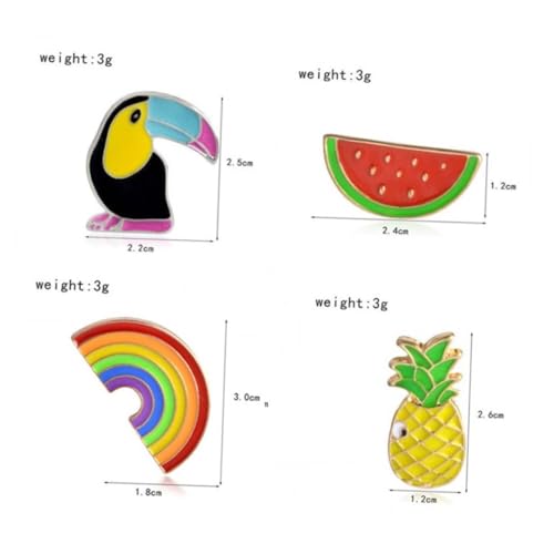 VERDANVERSE 4 STÜCKE Teiliges Bunte Anstecknadeln mit Regenbogen Ananas und Kreative Broschen aus Hochwertiger Legierung Modisches Damen Accessoire für Kleidung Taschen Schals und Hüte von VERDANVERSE