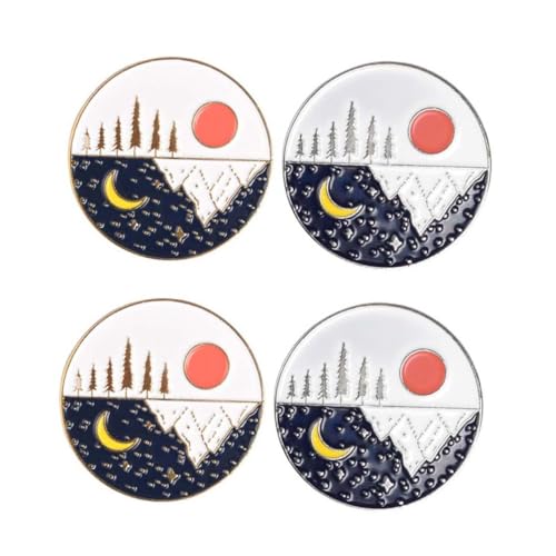 VERDANVERSE 4 STÜCKE Teiliges Sun Moon Broschen Kreative und Anstecknadeln aus Hochwertiger Legierung Modische Schmuck Badges für Mädchen Damen Vielseitig zu Kleid Pullover Schal Kombinierbar von VERDANVERSE