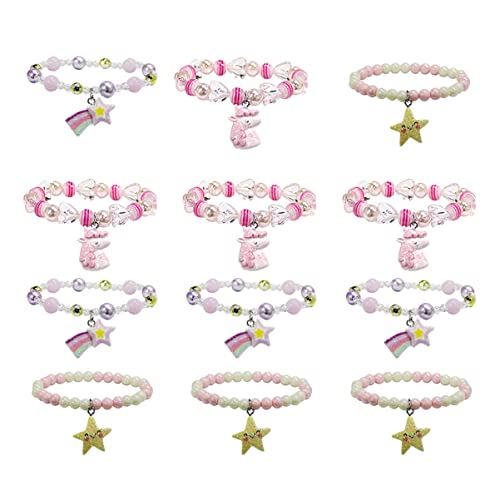 VERDANVERSE 4 Sätze Buntes Set Kinderarmbänder Kunststoff Einstellbare Regenbogen Perlenarmbänder für Mädchen für Kreatives Rollenspiel und Täglichen Schmuck von VERDANVERSE