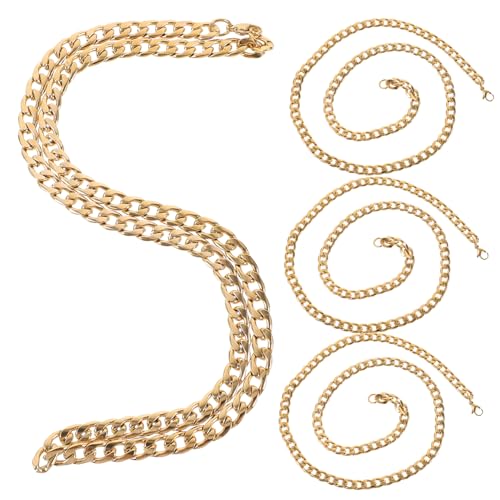 VERDANVERSE 4 Stck Teiliges Goldfarbene Titanstahl Halsketten für Herren Modische Männerkette mit Robuster Metallkette Komfortabel und Vielseitig für Alltag und Festlichkeiten von VERDANVERSE