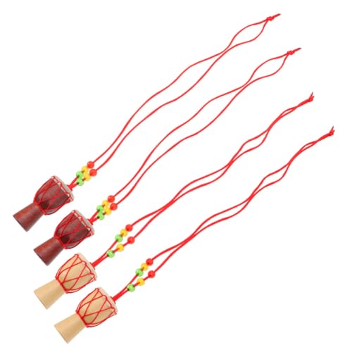 VERDANVERSE 4 Stück Afrikanische Trommelanhänger Halsketten für Damen Kleine Djembe Holzpendants Handgefertigt Modisch und Einzigartig für Konzerte und Partys Zufällige Farbe Zufällige Farbe von VERDANVERSE
