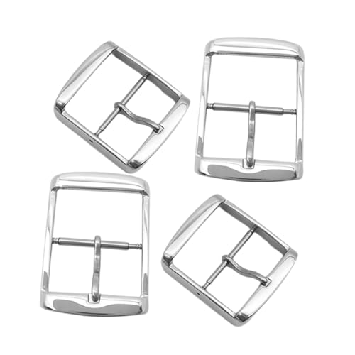 VERDANVERSE 4 Stück Edelstahl Uhrband Ersatz Schnallen Poliert Silber Herren Armband Zubehör Robuste Rechteckige Dornschließe Kompatibel für Diverse Uhrenarmbänder von VERDANVERSE