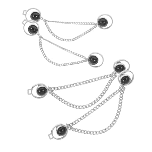 VERDANVERSE 4 Stück Jeans Hosenbund Clips Verstellbare Taillenspanner für Damen Bohren mit Glatter Oberfläche Silberne und Schwarze Perlenoptik Praktischer Ersatzknopf für Lockere Hosen und von VERDANVERSE