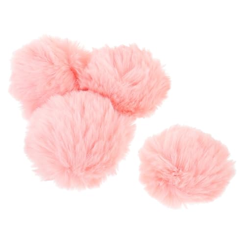 VERDANVERSE 4 Stück Kleine Flauschige Bommel Broschen mit Anstecknadel Realistische Kunstfell Deko für Kleidung Schuhe Hüte Vielseitige DIY Bastelverzierung in Zartem Rosa von VERDANVERSE