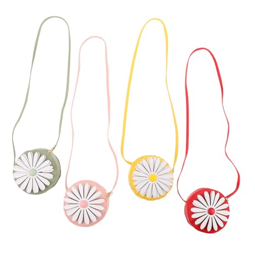 VERDANVERSE 4 Stück Mini Daisy Umhängetaschen für Mädchen Kleine Leichte Schultertaschen mit Reißverschluss Kindgerechte Kompakte Handtaschen für Alltag Reisen und Partys von VERDANVERSE