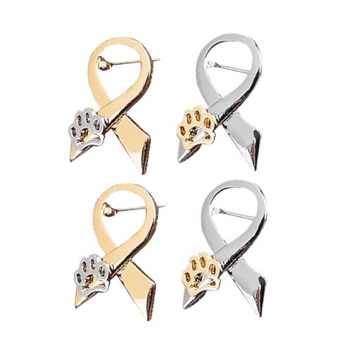 VERDANVERSE 4 Stück Niedliche Hundepfoten Broschen aus Legierung Modische Corsage Anstecknadeln in Gold und Silber Stilvolle Schmuckdeko für Damen und Mädchen Passend zu Pullover Kleid Schal von VERDANVERSE