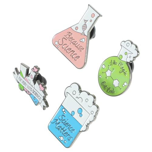 VERDANVERSE 4 Stück Teiliges Chemie Broschen Langlebiger Dekorative Anstecknadeln für Kleidung Schals Hüte und Rucksäcke Sichere Befestigung für Wissenschaftler und Chemiebegeisterte von VERDANVERSE