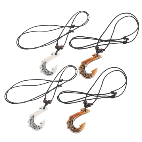 VERDANVERSE 4stücke Kunstharz Halskette Mit Fischhaken-anhänger Ethnische Tribal-halskette Für Alltag Und Urlaub Stilvolle Reiseandenken-schmuck Für Frauen Und Mädchen von VERDANVERSE