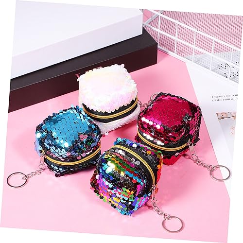 VERDANVERSE 4 Stück Teiliges Münzgeldbörse mit Reißverschluss Wendbare Pailletten Mini Geldbörse Grün und Bunt Kleine Farbenfrohe Portemonnaies für Reisen und Partys von VERDANVERSE