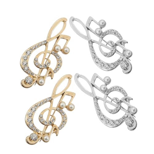 VERDANVERSE 4 Stück Teiliges Musiknoten Brosche mit Funkelnden Strasssteinen Stilvolle Anstecknadeln für Jacken Schals und Pullover Vielseitiger Schmuck für Hochzeiten Konzerte und Formelle von VERDANVERSE