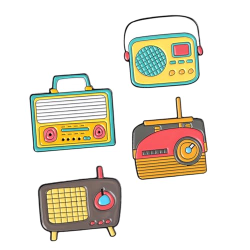 VERDANVERSE 4 Stück Teiliges Niedliche Radio Broschen Langlebiger Anstecknadeln für Damen Stylisches Kleidungsschmuck Accessoire Party und Geschenkidee Zufällige Designs von VERDANVERSE
