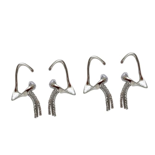 VERDANVERSE 4 Stück Teiliges Ohrclips mit Anhänger Kreative Ohrschmuck Tassel Stilvolle Ohrmanschetten für Mädchen Vielseitiges Cosplay Accessoire Perfektes für Besondere Anlässe von VERDANVERSE