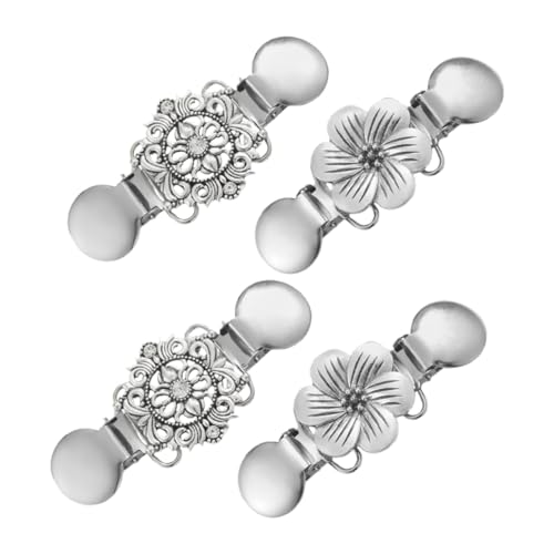 VERDANVERSE 4 Stück Teiliges Retro Cardigan Clips mit Floralem Design Vintage Broschenverschluss für Pullover Schals und Kleider Glatte Kanten für Schonenden Halt und Klassischen Look von VERDANVERSE