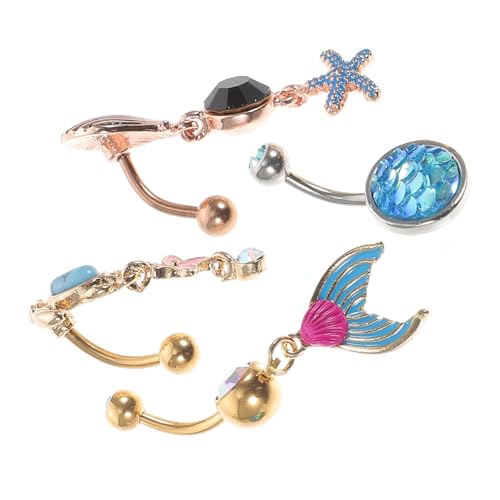 VERDANVERSE 4 Stück Teiliges Set Bauchnabelpiercing mit Schildkröte und Blume Nabelringe für Frauen Einzigartiger Körperschmuck als für Besondere Anlässe von VERDANVERSE