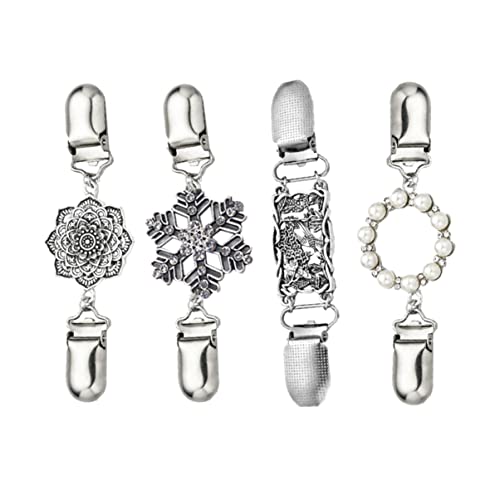 VERDANVERSE 4 Stück Teiliges Set Retro Pullover Schal Clips Damen Cardigan Clasp Brosche für Kleidung Hüte und Schals Langlebig und Dekorativ von VERDANVERSE